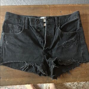 Agolde Charcoal Black Parker Distressed Jean Shorts